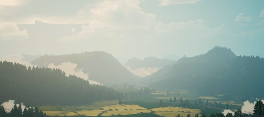 Animated landscape of mountains
